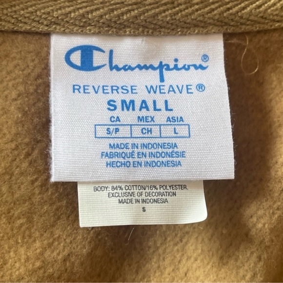 Unisex yellow Champion reverse weave Full Zip Mock Neck sweatshirt size small - Picture 2 of 6